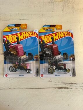 Lot of 2 Hot Wheels 2024 HW Metro Dragtor TRACTOR Pink & Maroon 176/250